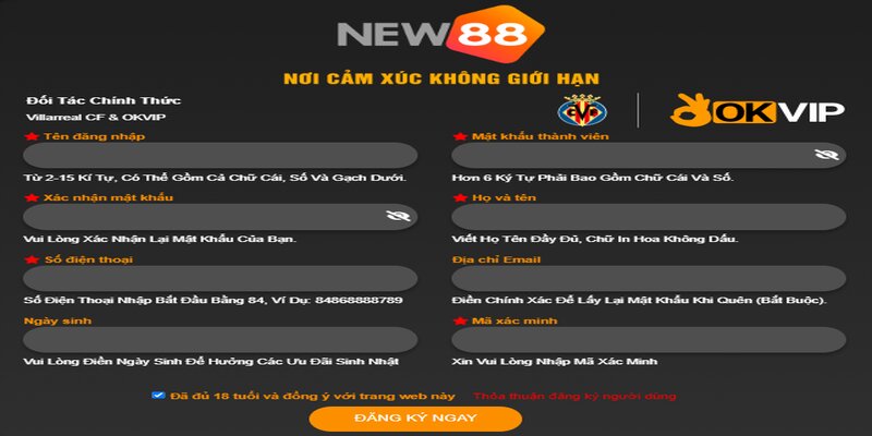 Hướng dẫn đăng ký New88 thành công 100%